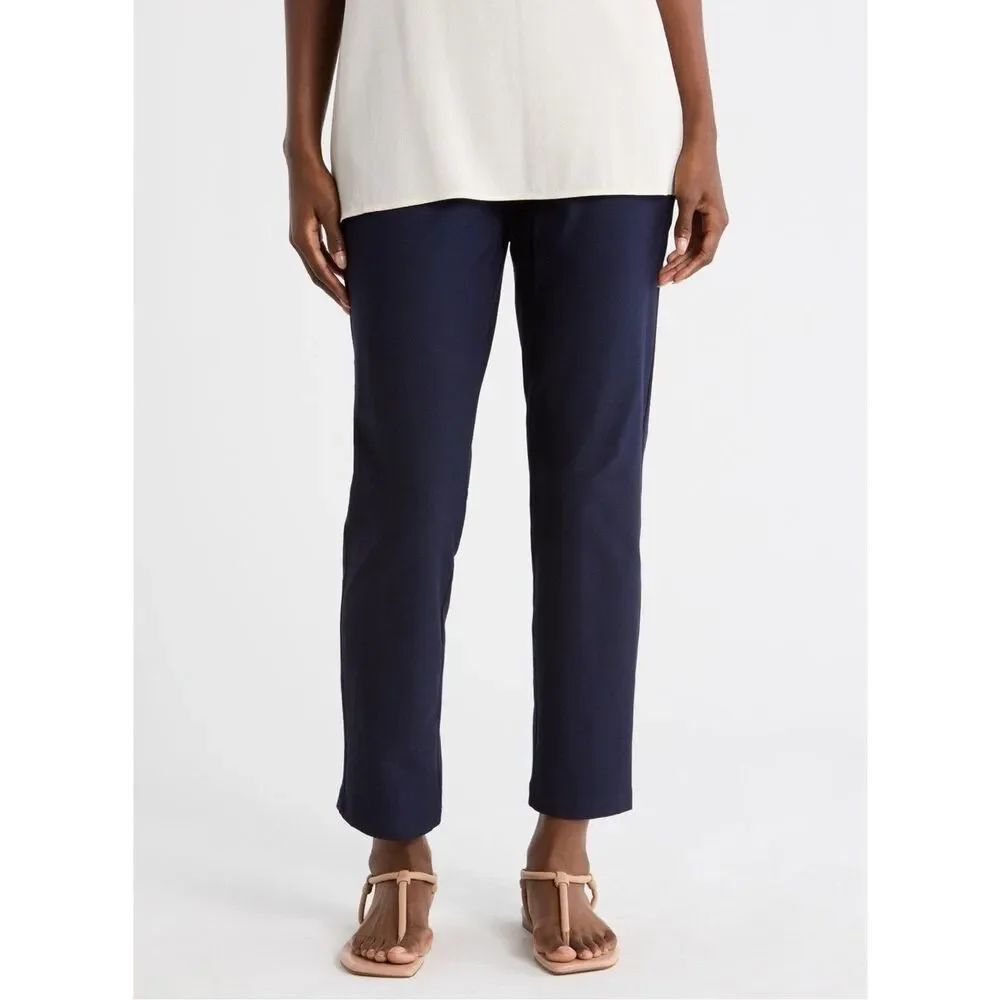 ✨Eileen Fisher Washable Stretch Crepe Slim Navy Sz Small Pants✨